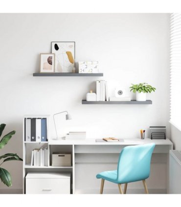 vidaXL Floating Wall Shelves 2 pcs Grey 120x23,5x3,8 cm MDF