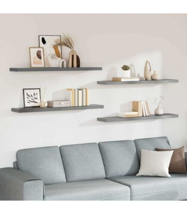 vidaXL Floating Wall Shelves 4 pcs Grey 120x23,5x3,8 cm MDF