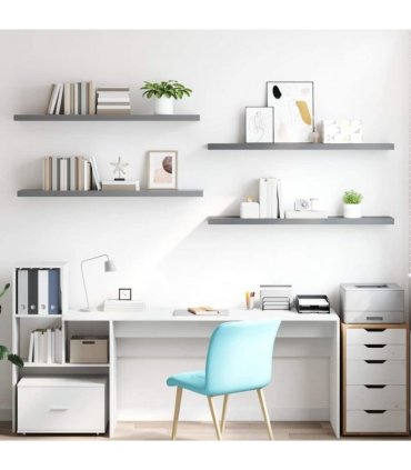 vidaXL Floating Wall Shelves 4 pcs Grey 120x23,5x3,8 cm MDF