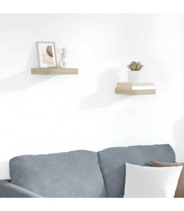 vidaXL Floating Wall Shelves 2 pcs Oak 23x23,5x3,8 cm MDF