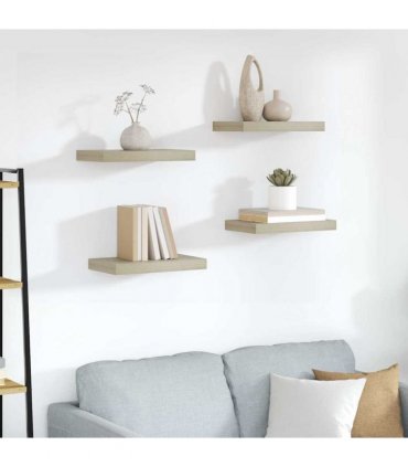 vidaXL Floating Wall Shelves 4 pcs Oak 40x23.5x3.8 cm MDF