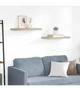 vidaXL Floating Wall Shelves 2 pcs Oak 60x23,5x3,8 cm MDF