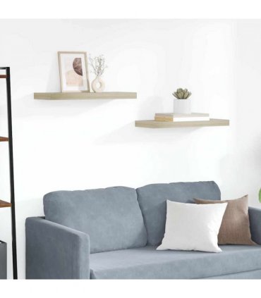 vidaXL Floating Wall Shelves 2 pcs Oak 60x23,5x3,8 cm MDF