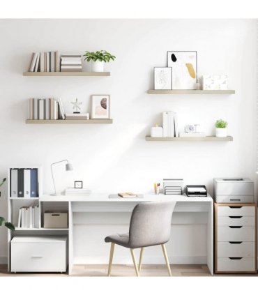 vidaXL Floating Wall Shelves 4 pcs Oak 90x23,5x3,8 cm MDF