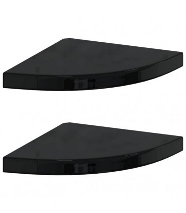vidaXL Floating Corner Shelves 2 pcs High Gloss Black 35x35x3,8 cm MDF