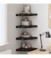 vidaXL Floating Corner Shelves 4 pcs High Gloss Black 35x35x3,8 cm MDF