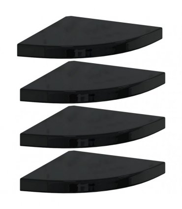 vidaXL Floating Corner Shelves 4 pcs High Gloss Black 35x35x3,8 cm MDF
