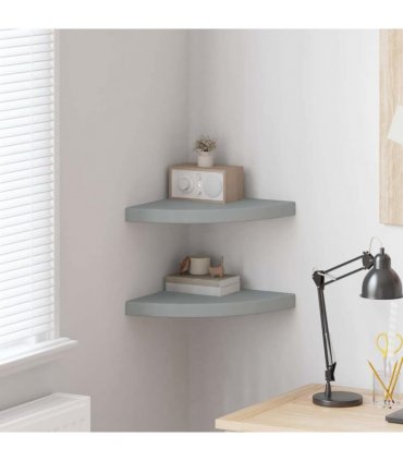 vidaXL Floating Corner Shelves 2 pcs Grey 35x35x3,8 cm MDF