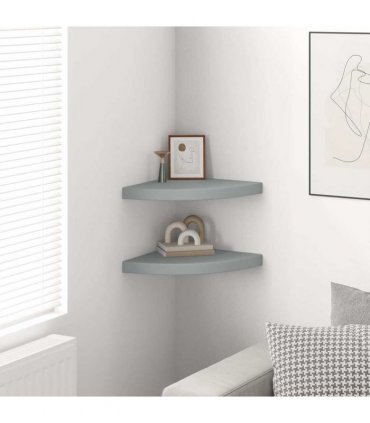 vidaXL Floating Corner Shelves 2 pcs Grey 35x35x3,8 cm MDF