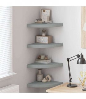 vidaXL Floating Corner Shelves 4 pcs Grey 35x35x3,8 cm MDF