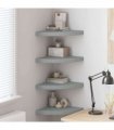 vidaXL Floating Corner Shelves 4 pcs Grey 35x35x3,8 cm MDF