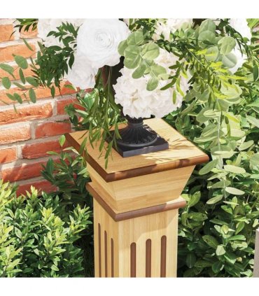 vidaXL Classic Square Pillar Plant Stand Light Wood 17x17x66 cm MDF