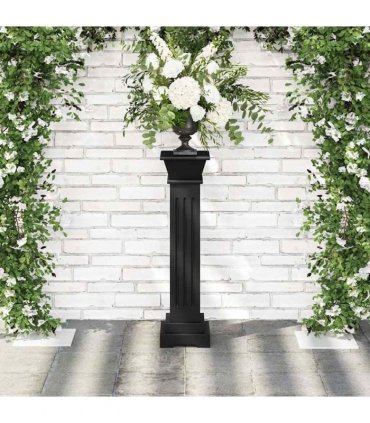 vidaXL Classic Square Pillar Plant Stand Black 17x17x66 cm MDF