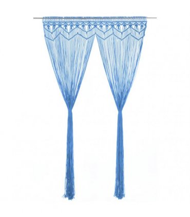 vidaXL Macrame Curtain Blue 140x240 cm Cotton