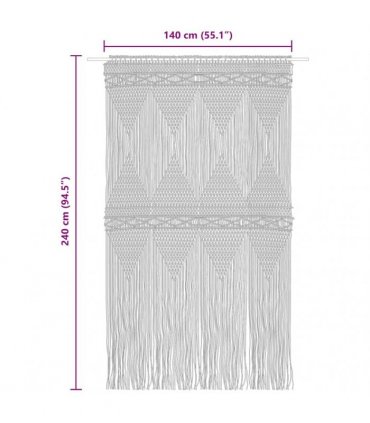 vidaXL Macrame Curtain Anthracite 140x240 cm Cotton
