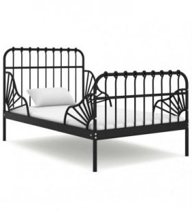 vidaXL Extendable Bed Frame without Mattress Black Metal 80x130/200 cm