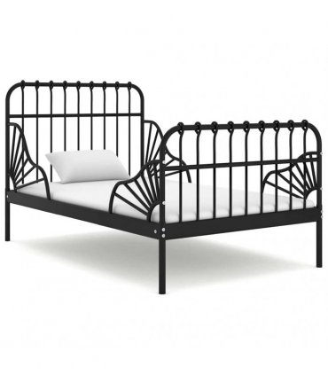 vidaXL Extendable Bed Frame without Mattress Black Metal 80x130/200 cm