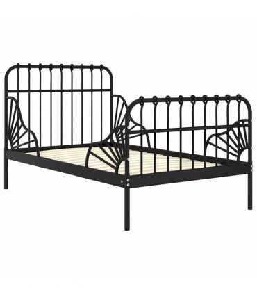 vidaXL Extendable Bed Frame without Mattress Black Metal 80x130/200 cm