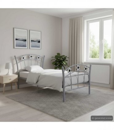 vidaXL Bed Frame without Mattress Grey Metal 90x200 cm