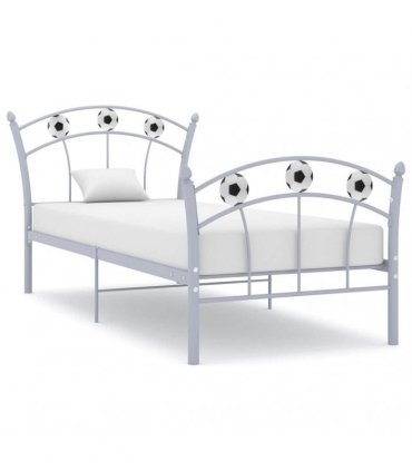 vidaXL Bed Frame without Mattress Grey Metal 90x200 cm