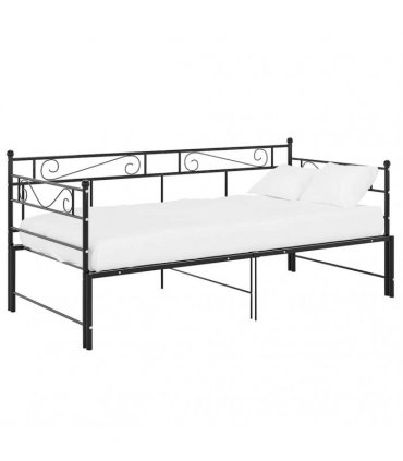 vidaXL Pull-out Sofa Bed Frame without Mattress Black Metal 90x200 cm