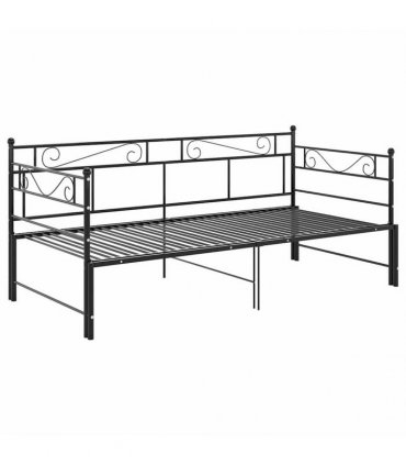 vidaXL Pull-out Sofa Bed Frame without Mattress Black Metal 90x200 cm