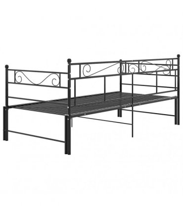 vidaXL Pull-out Sofa Bed Frame without Mattress Black Metal 90x200 cm