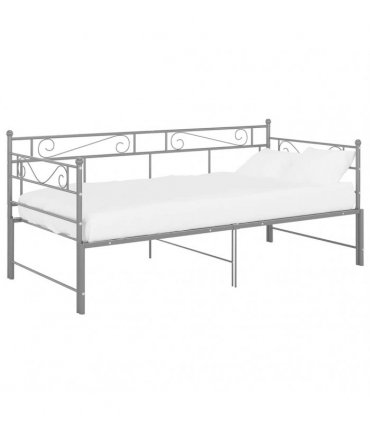 vidaXL Pull-out Sofa Bed Frame without Mattress Grey Metal 90x200 cm