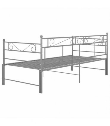 vidaXL Pull-out Sofa Bed Frame without Mattress Grey Metal 90x200 cm