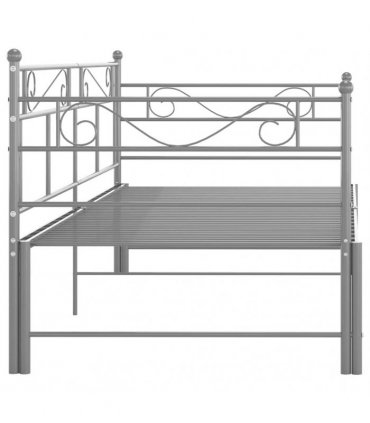 vidaXL Pull-out Sofa Bed Frame without Mattress Grey Metal 90x200 cm