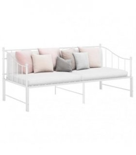 vidaXL Pull-out Sofa Bed Frame without Mattress White Metal 90x200 cm