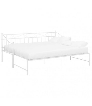 vidaXL Pull-out Sofa Bed Frame without Mattress White Metal 90x200 cm