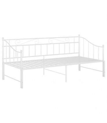 vidaXL Pull-out Sofa Bed Frame without Mattress White Metal 90x200 cm