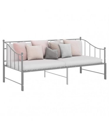 vidaXL Pull-out Sofa Bed Frame without Mattress Grey Metal 90x200 cm
