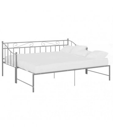 vidaXL Pull-out Sofa Bed Frame without Mattress Grey Metal 90x200 cm