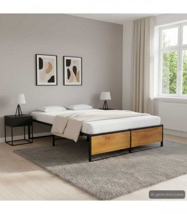 vidaXL Bed Frame without Mattress Black Metal 120x200 cm