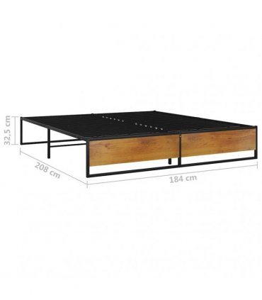 vidaXL Bed Frame without Mattress Black Metal 180x200 cm