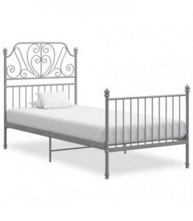 vidaXL Bed Frame without Mattress Grey Metal 90x200 cm