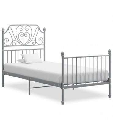 vidaXL Bed Frame without Mattress Grey Metal 90x200 cm