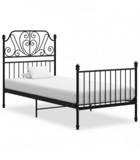vidaXL Bed Frame without Mattress Black Metal 100x200 cm