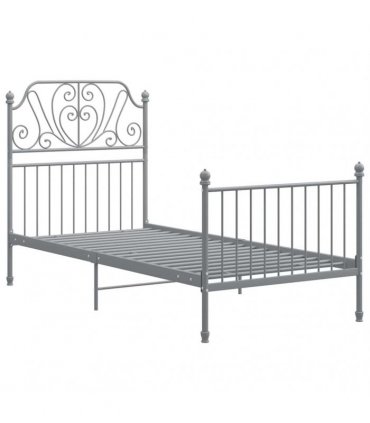 vidaXL Bed Frame without Mattress Grey Metal 100x200 cm