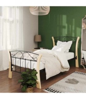 vidaXL Bed Frame without Mattress Black Metal 90x200 cm