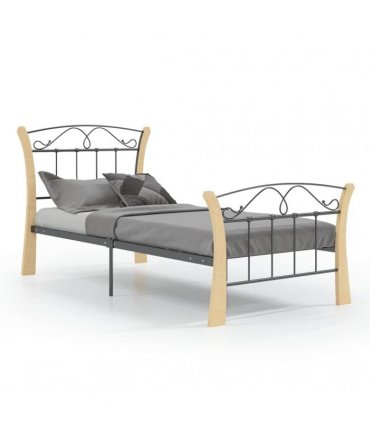 vidaXL Bed Frame without Mattress Black Metal 90x200 cm