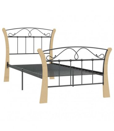 vidaXL Bed Frame without Mattress Black Metal 90x200 cm