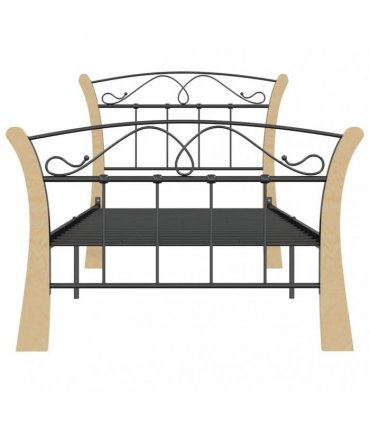vidaXL Bed Frame without Mattress Black Metal 90x200 cm