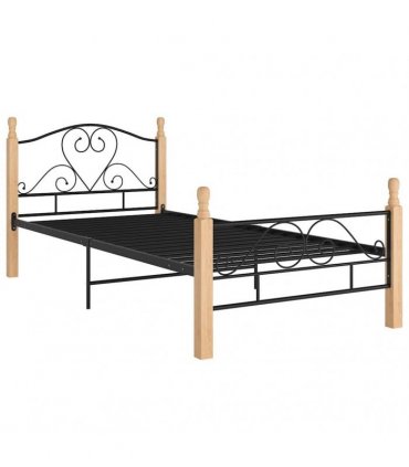 vidaXL Bed Frame without Mattress Black Metal 90x200 cm
