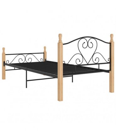 vidaXL Bed Frame without Mattress Black Metal 90x200 cm