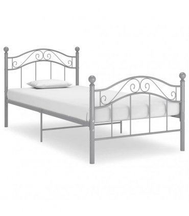 vidaXL Bed Frame without Mattress Grey Metal 90x200 cm