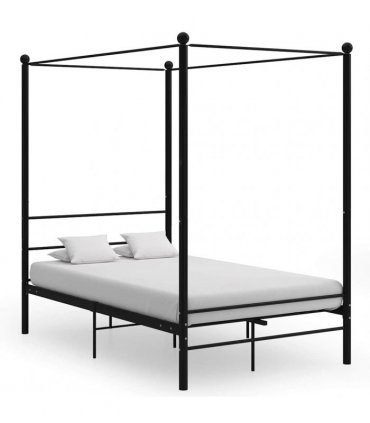 vidaXL Bed Frame with Canopy without Mattress Black 140x200 cm Metal