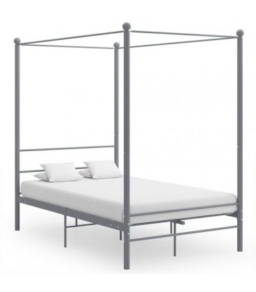 vidaXL Canopy Bed Frame without Mattress Grey Metal 140x200 cm